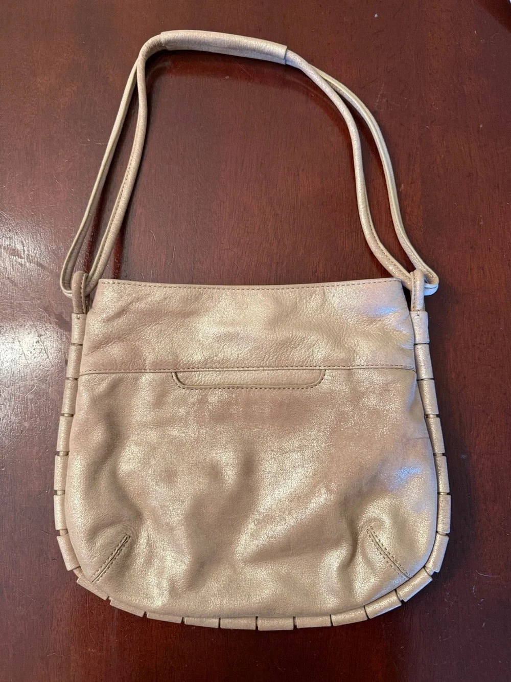 HOBO Metallic Beige Leather Hobo Bag